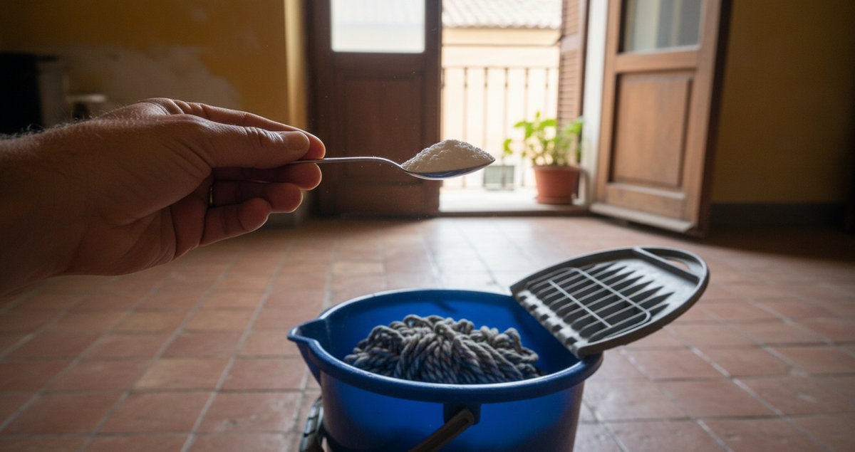 un-cucchiaino-bicarbonato-secchio-pavimento-piastrelle